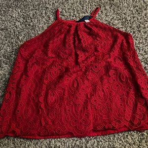 Red lace tank